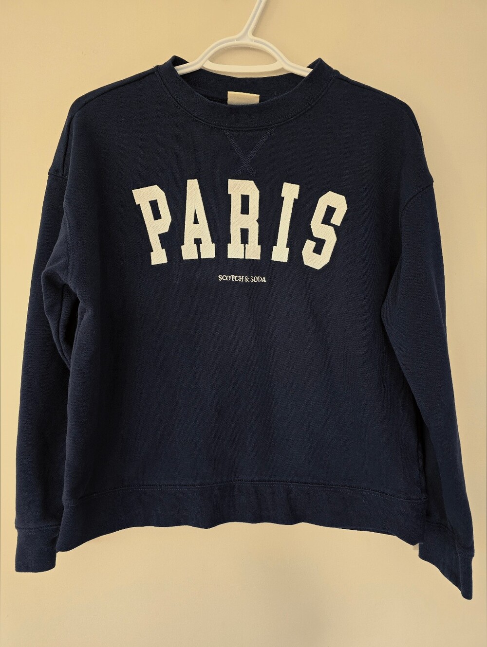 Scotch & Soda Navy Sweatshirt with White PARIS Logo. Embroidered. Women's Small.